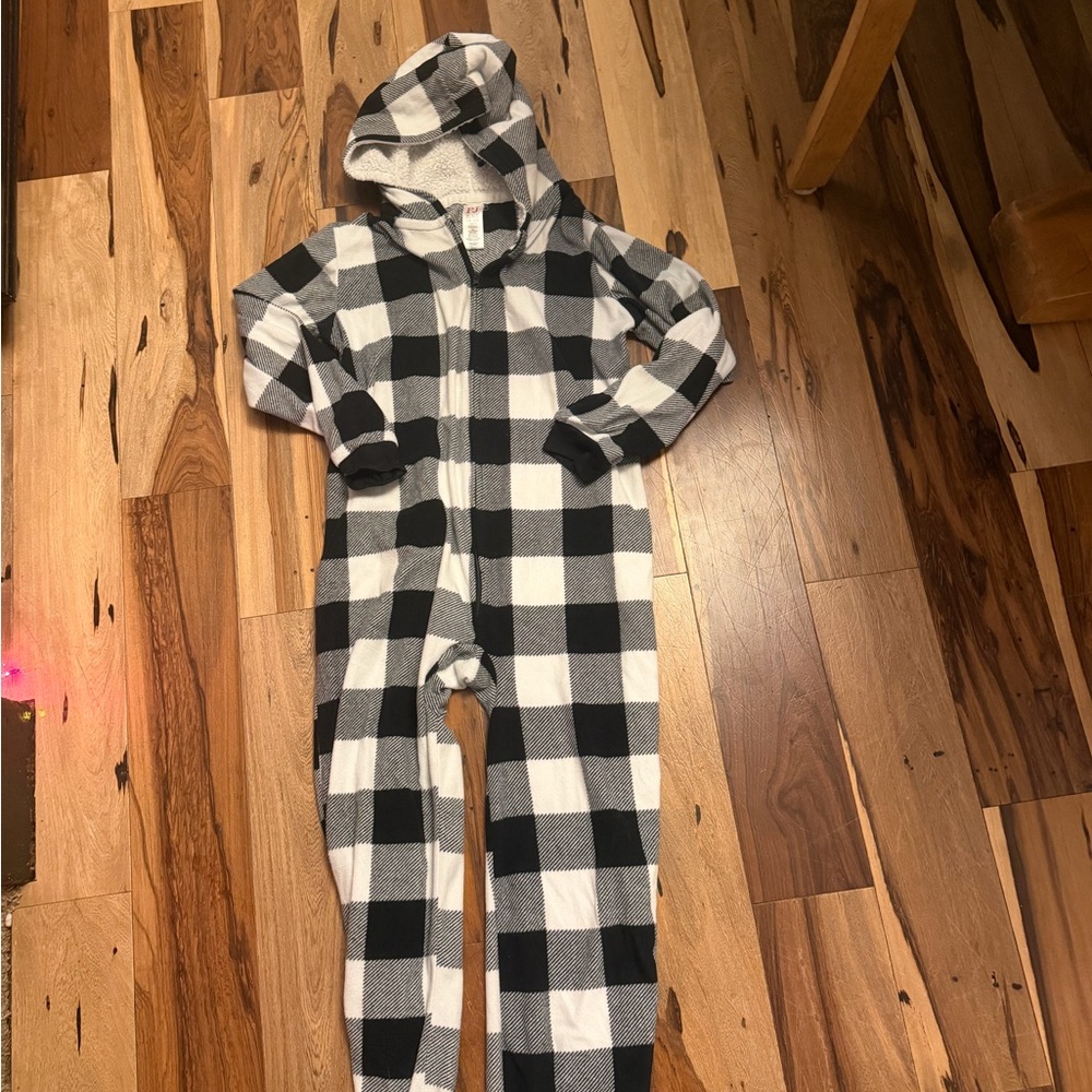 Place Black and White Checkered Kids pajama onesie
